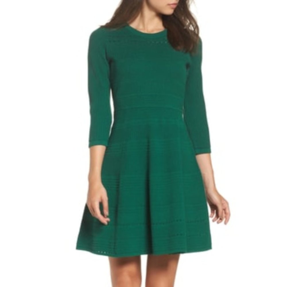 EUC ELIZA J green sweater dress medium